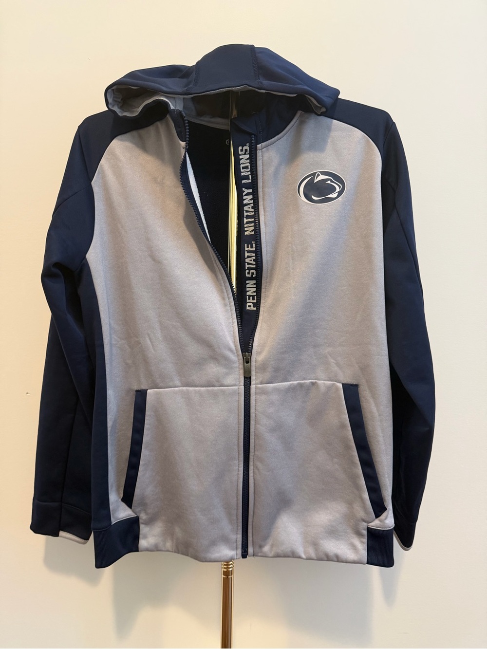 Penn State PSU Nittany Lions Full Zip Grey and Navy Hoodie XL